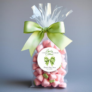 Lucky charm bow St. Patrick's Day baby shower Classic Round Sticker