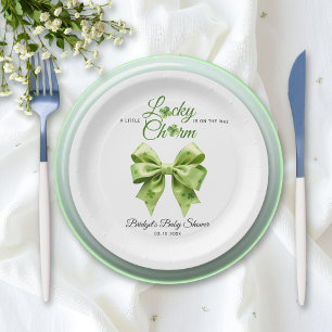 Lucky charm bow St. Patrick's Day baby shower Paper Plates