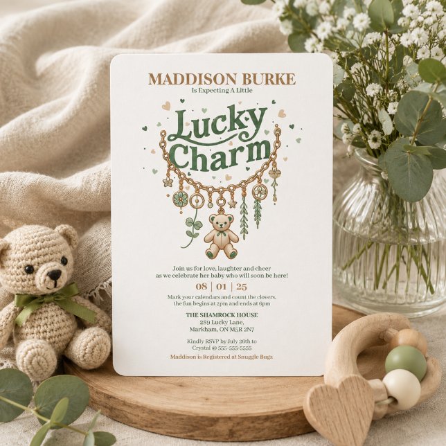Lucky Charm Bracelet Theme Baby Shower Invitation (Creator Uploaded)