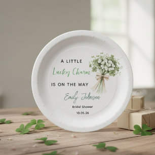 Lucky Charm Bridal Shower Paper Plates Greenery