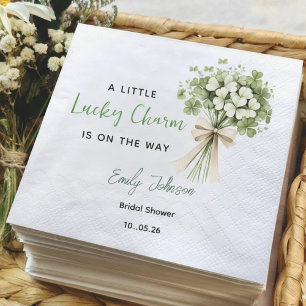 Lucky Charm Bridal Shower Party Napkins Greenery