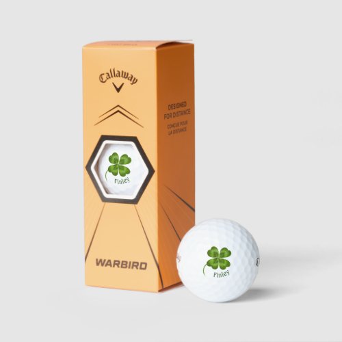 Lucky Charm Clover Vintage Personalized Good Luck  Golf Balls