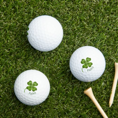 Lucky Charm Clover Vintage Personalized Good Luck  Golf Balls