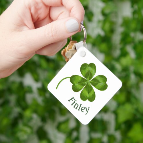 Lucky Charm Clover Vintage Personalized Good Luck Keychain