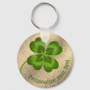 Lucky Charm Clover Vintage Personalized Good Luck  Keychain