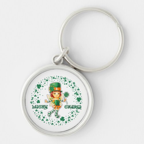 Lucky Charm Fairy Irish Girl St Patricks Day Keychain