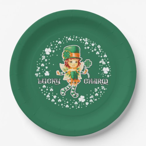 Lucky Charm Fairy Irish Girl StPatricks Day Paper Plates