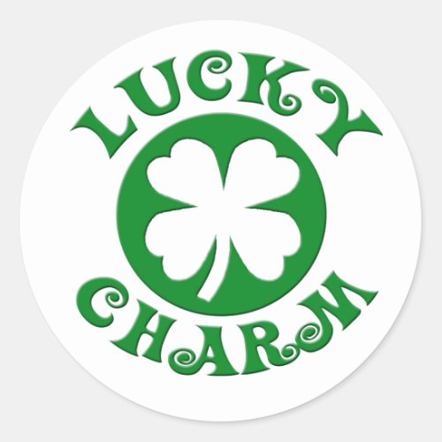 Lucky Charm GreenWhite Circle Classic Round Sticker