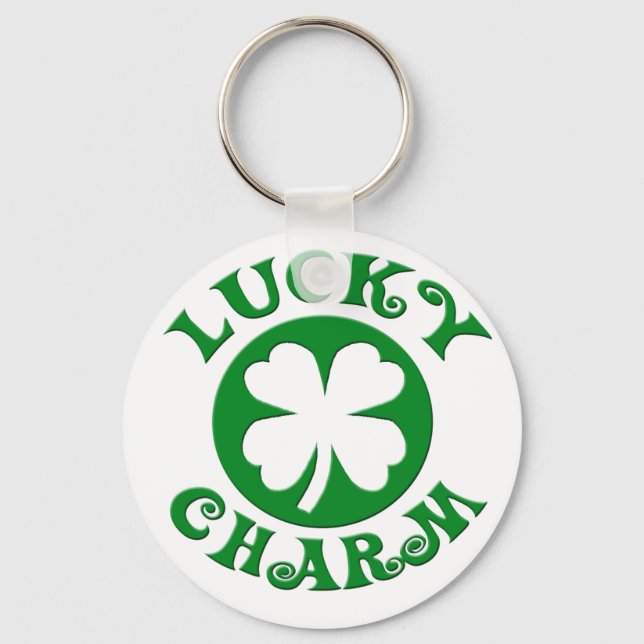 Lucky Charm Green/White Circle Keychain (Front)