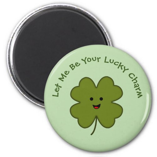 Lucky Charm Happy Four Leaf Clover Magnet
