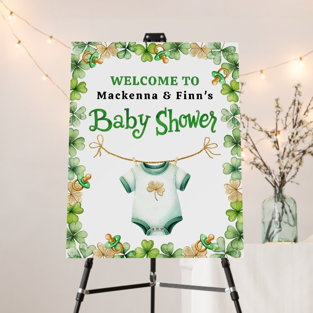 Lucky Charm Irish Baby Shower Welcome Sign (In Situ (Stand))