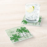 Lucky charm Irish clover shamrock St. Patrick’s  G Glass Coaster