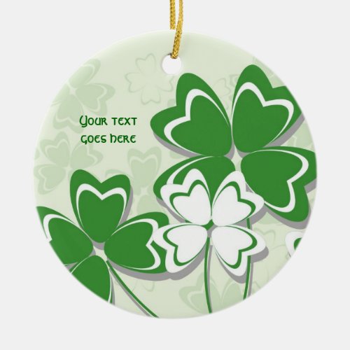 Lucky charm Irish clover shamrock St Patricks Day Ceramic Ornament