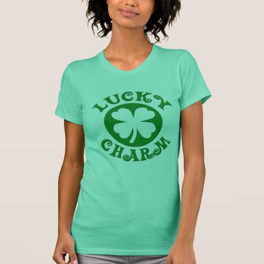 Lucky Charm Irish Four Leaf Clover T-Shirt, Ladies T-Shirt