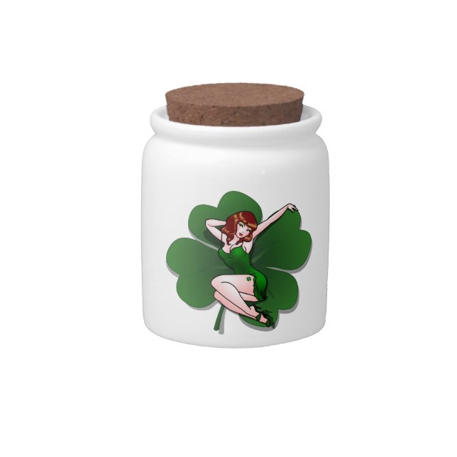 Lucky Charm Jar Lady Luck Pin-Up Girl Candy Jars (Front)