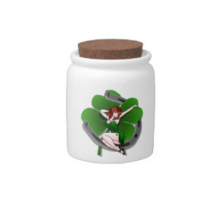 Lucky Charm Jar Lady Luck Pin-Up Girl Candy Jars