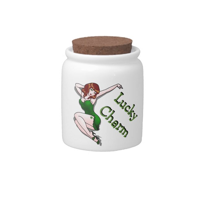 Lucky Charm Jar Lady Luck Pin-Up Girl Candy Jars (Front)