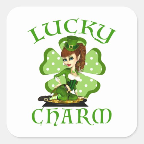 Lucky Charm Leprechaun Girl Stickers