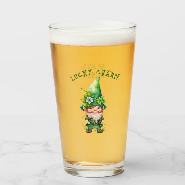 Lucky Charm Leprechaun Gnome - Personalized Glass (Front Filled)
