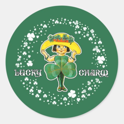 Lucky Charm Little Irish Girl St Patricks Day  Classic Round Sticker