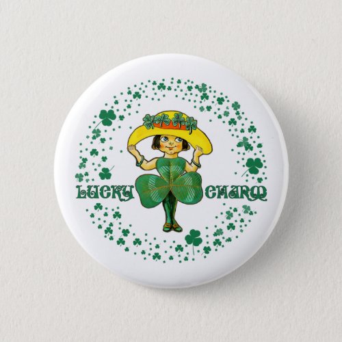 Lucky Charm Little Irish Girl St Patricks Day  Pinback Button