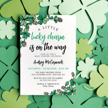 Lucky Charm On The Way Gender Neutral Baby Shower Invitation by Paperpaperpaper at Zazzle