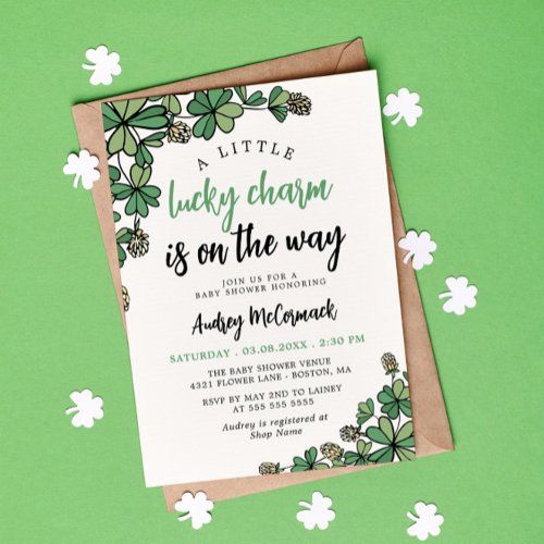 Lucky Charm On the Way Gender Neutral Baby Shower Invitation