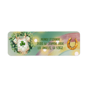 Lucky Charm Shamrock and Rainbow Baby Shower Label