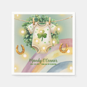 Lucky Charm Shamrock and Rainbow Baby Shower Napkins