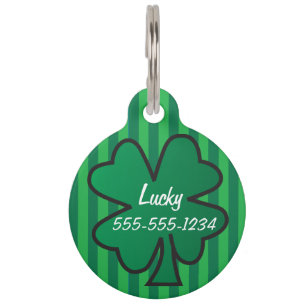 Lucky Charm Shamrock Pet Name Tag