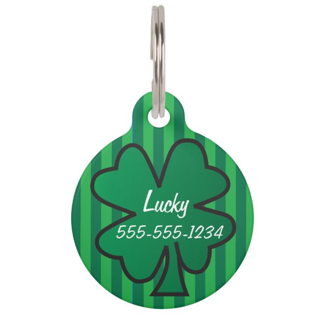 Lucky Charm Shamrock Pet Name Tag (Front)