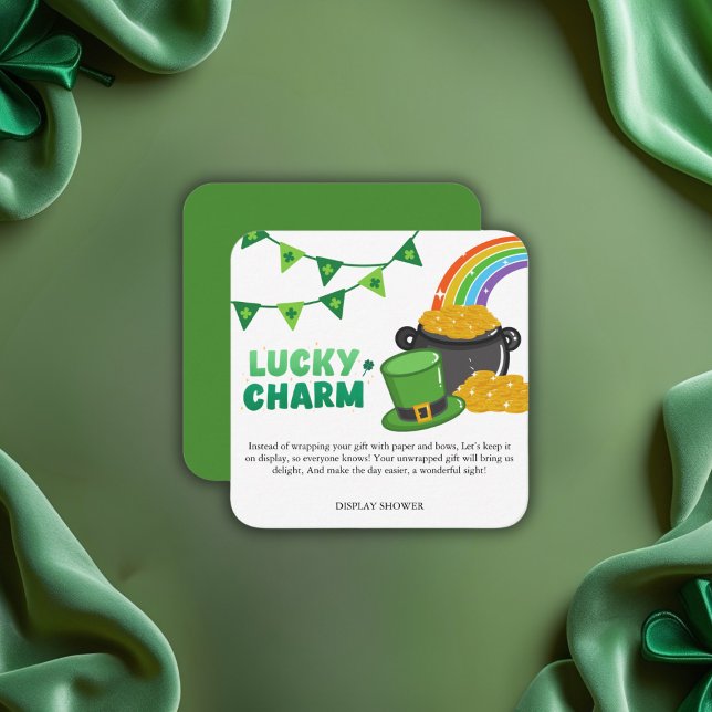 Lucky Charm Shamrock St. Patrick's Day Baby Shower Enclosure Card (Creator Uploaded)