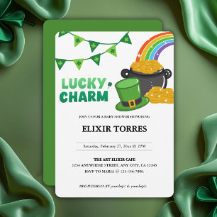 Lucky Charm Shamrock St. Patrick's Day Baby Shower Invitation