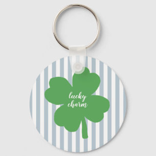 Lucky Charm Shamrock Stripe Painting Keychain