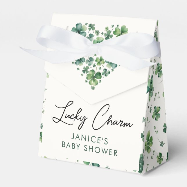 Lucky Charm St. Patricks Day Baby Shower Favor Boxes (Front Side)