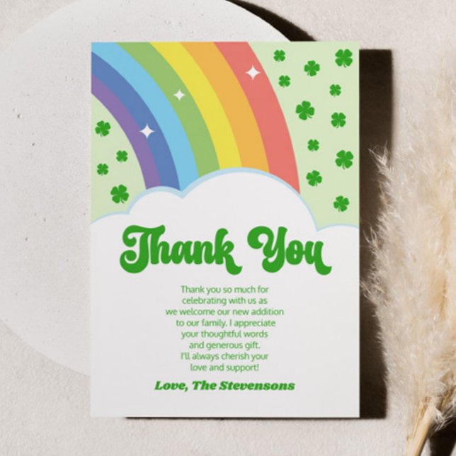 Lucky Charm St. Patrick's Day Baby Shower Thank You Card (Creator Uploaded)