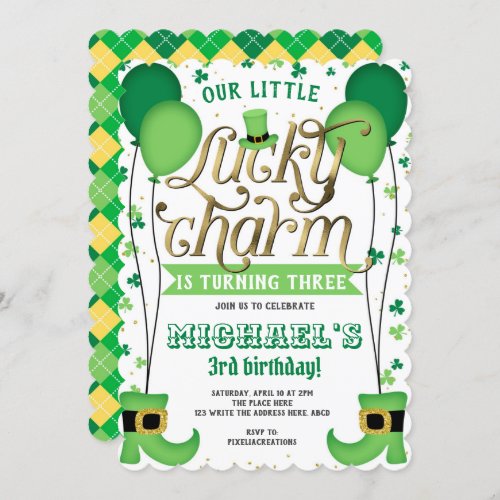 Lucky Charm St Patricks Day Birthday Invitation