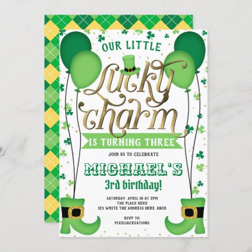 Lucky Charm St Patricks Day Birthday Invitation