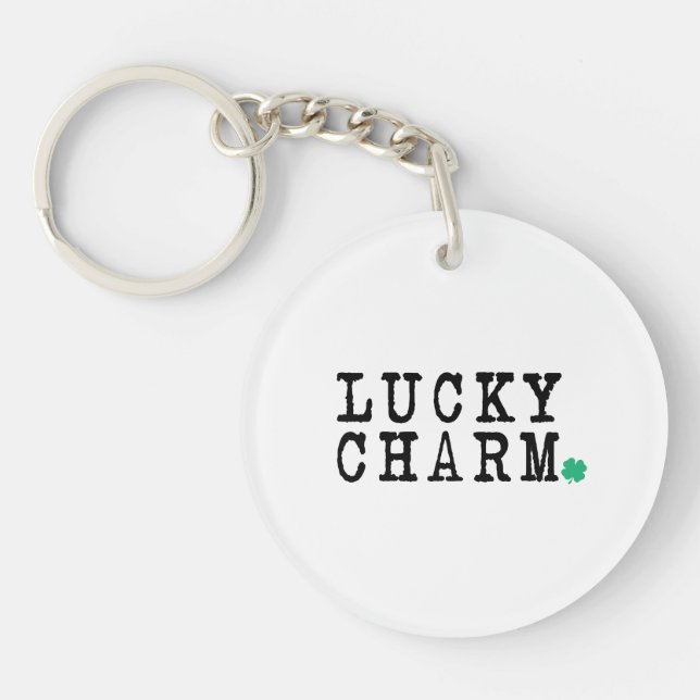 Lucky Charm St Patricks Day Lucky Clover Keychain (Front)