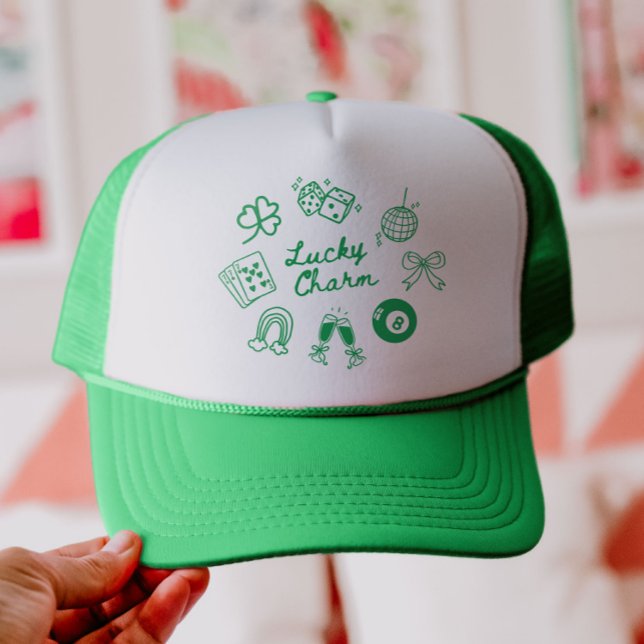 Lucky Charm St Patricks Day Lucky Clover Trucker Hat (Creator Uploaded)