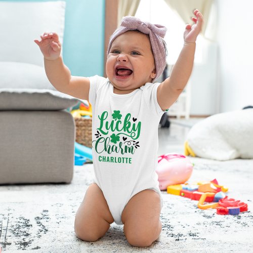 Lucky Charm St Patricks Day Personalized Baby Bodysuit