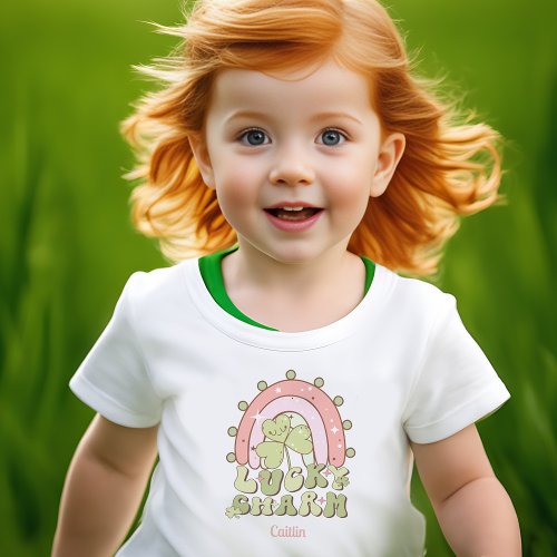 Lucky Charm St Patricks day Personalized girl Baby T_Shirt