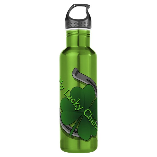 Lucky Charm St. Patrick's Lucky Stainless Steel Water Bottle (Front)
