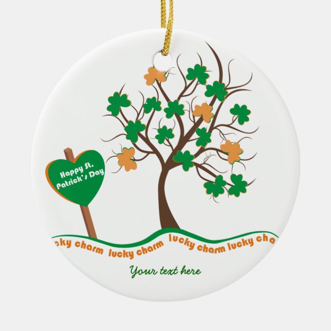 Lucky charm tree clover shamrock St. Patricks Day Ceramic Ornament (Front)