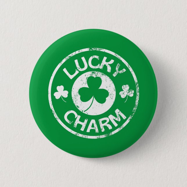 Lucky Charm Vintage St Patrick's Day Button (Front)