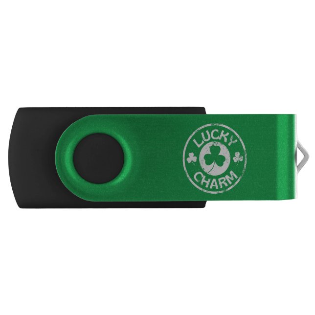 Lucky Charm Vintage St Patrick's Day Flash Drive (Front)