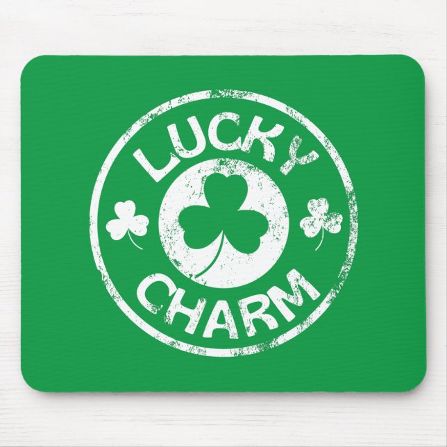 Lucky Charm Vintage St Patrick's Day Mouse Pad (Front)