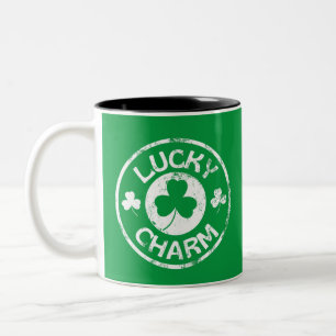 Lucky Charm Vintage St Patrick's Day Two-Tone Coffee Mug