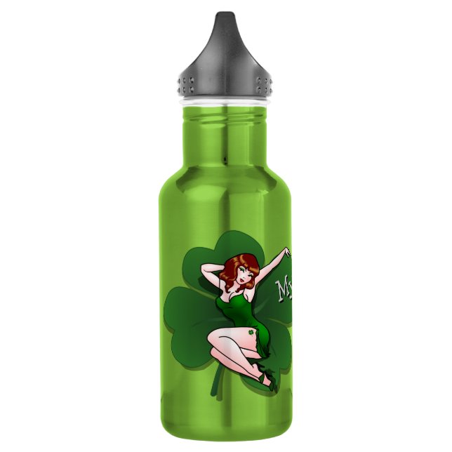 Lucky Charm Water Bottle Personalized Pinup Girl (Left)
