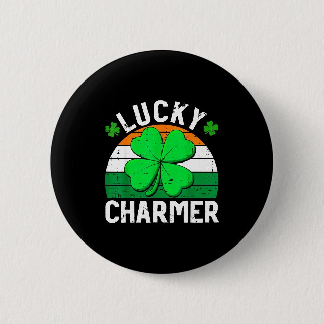 Lucky charmer shirts boys kids girls funny st button (Front)